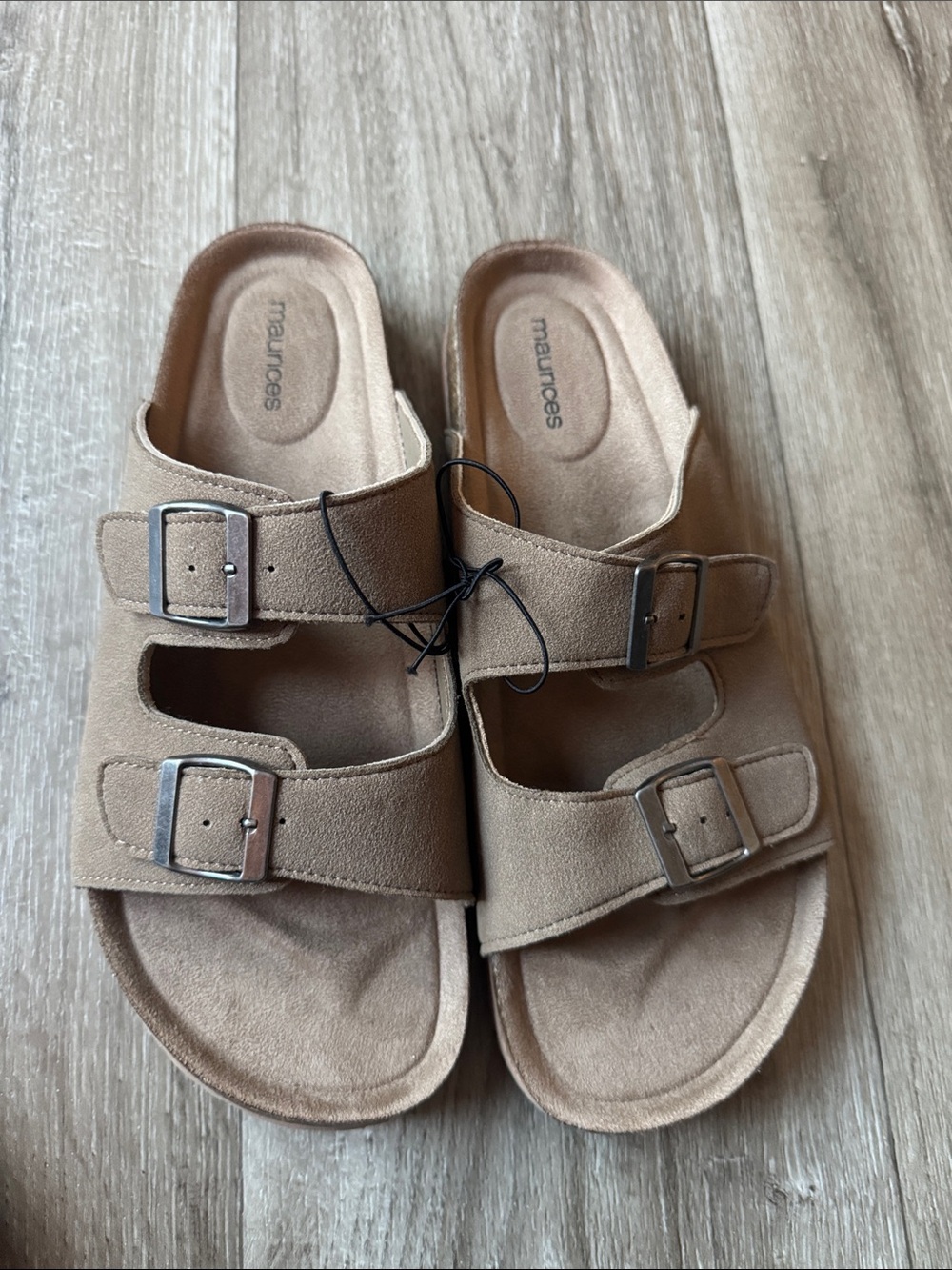 maurices  Tan Double-Buckle Slide Sandals